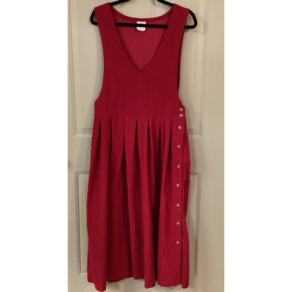 Pam's Closet Vintage 80s Womens Dress Red Corduroy Button Jumper Size Small